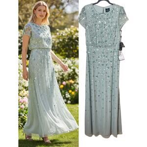NWT ADRIANNA PAPELL DRESS GREEN MOTHER OF THE BRIDE BRIDESMAID EVENING FORMAL